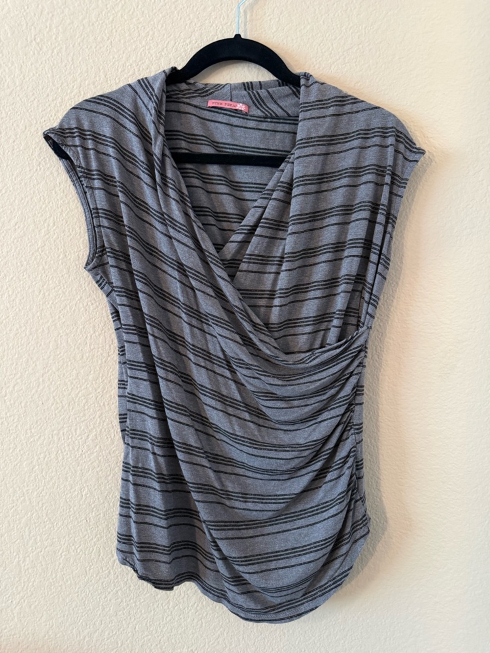 Pink Petal Tan Striped Crossover Top